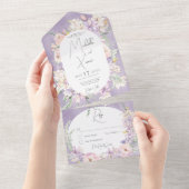 ラベ素朴ンダー&ピンクパステルフローラNoディナー オールインワン招待状 (貼ってはがせる)