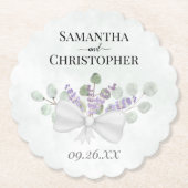 ラベ素朴ンダー&ユーカリ結婚ブーケ ペーパーコースター (正面)