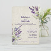 ラベ素朴ンパープル結婚花 招待状 (スタンド正面)