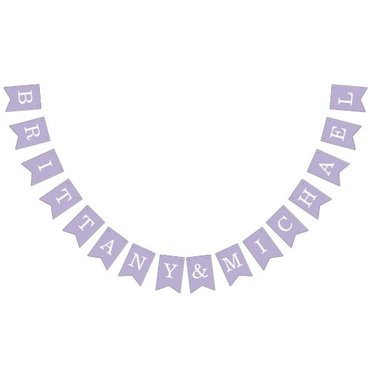ラベ結婚ンダーシンプルの紫色の花嫁と花婿の名前 バンティングフラッグ (全)