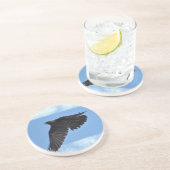 ラベ飛んでいるンモダンアートの青 コースター (側面)