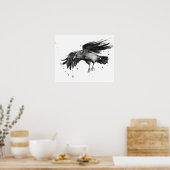 ラベ飛んでいるン絵画の水彩画のプリント ポスター (キッチン)