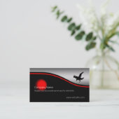 ラベ飛んでいるン鳥、赤い斑点、メタリック効果 名刺 (スタンド正面)