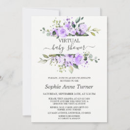 ラベ魅力的ンダー花バーチャルベビーシャワー 招待状