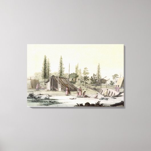 ラペルーズアットポートフランセシ(カラー版木、銅版、版画) キャンバスプリント (正面)