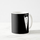 ラペル・バウ・ネクタイ付きブラック・タキシード・スーツ・ジャケット コーヒーマグカップ (正面右)