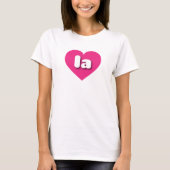 ラホットピンクハート – 私はラが大好き Tシャツ (正面)