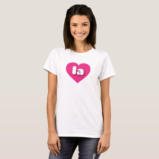ラホットピンクハート – 私はラが大好き Tシャツ (正面フル)
