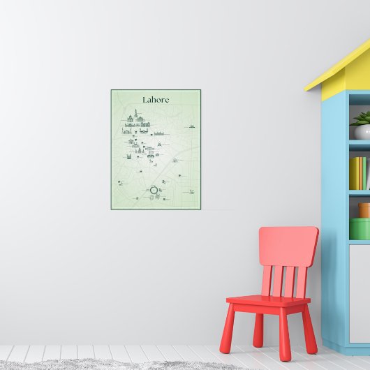 ラホール市パキスタンアートポスター（緑、マット） ポスター (子ども部屋1)