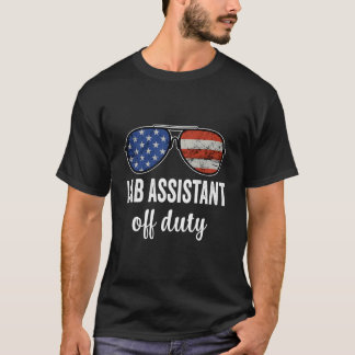 ラボアシスタント非番アメリカ国旗サングラス Tシャツ