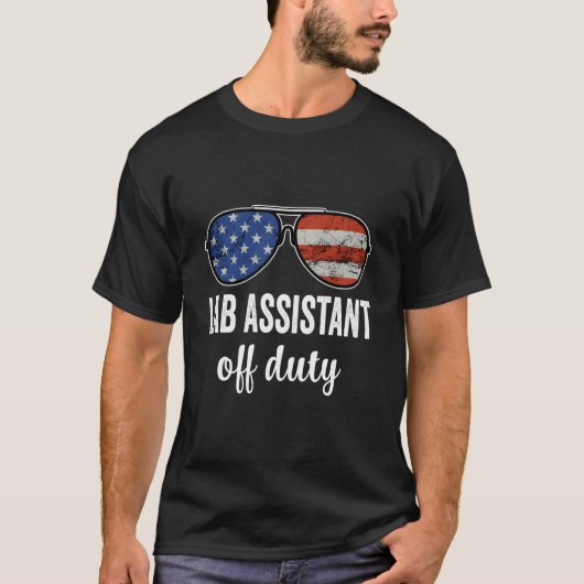ラボアシスタント非番アメリカ国旗サングラス Tシャツ (正面)