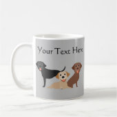 ラボイエローチョコレートブラックカスタマイズラブラドール コーヒーマグカップ (左)