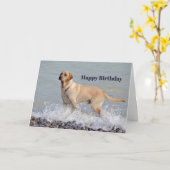 ラボイエロードッグウォーターフォト誕生日 カード (黄色い花)