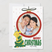 ラボクリスマスツリーおもしろいフラット写真テンプレートカード シーズンカード (正面)