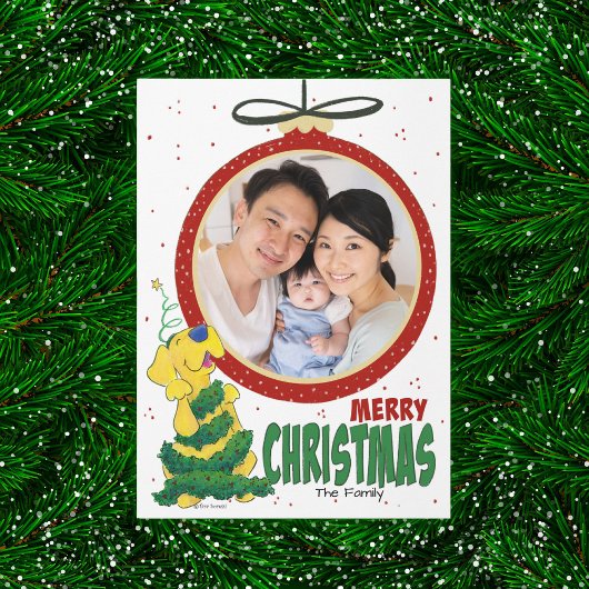 ラボクリスマスツリーおもしろいフラット写真テンプレートカード シーズンカード