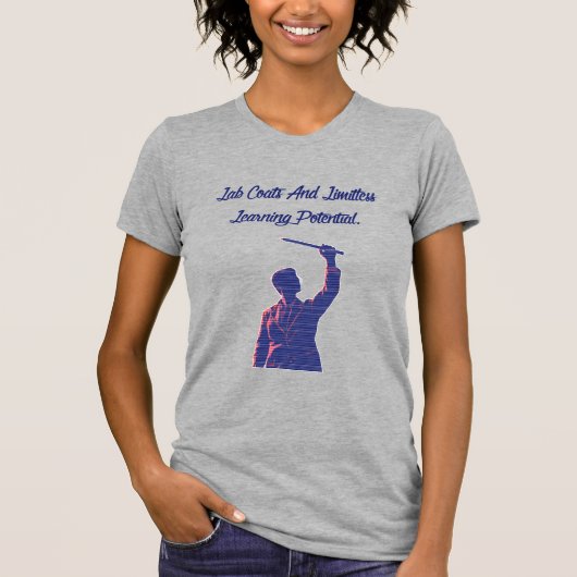 ラボコート 無限の学習ポテンシャル サイエンス 楽しい Tシャツ (正面)