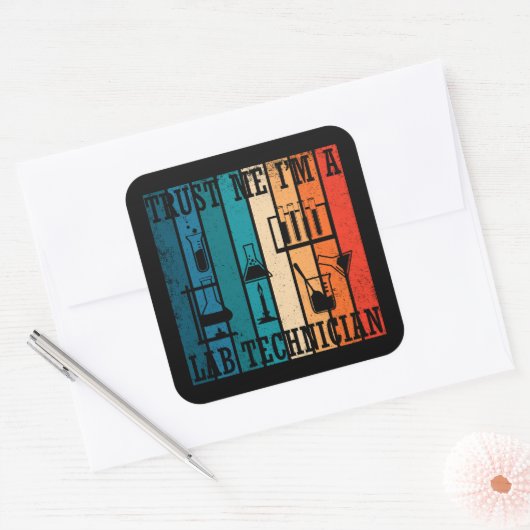 ラボテクおもしろいテックヴィンテージ研究員のユーモア スクエアシール (封筒)