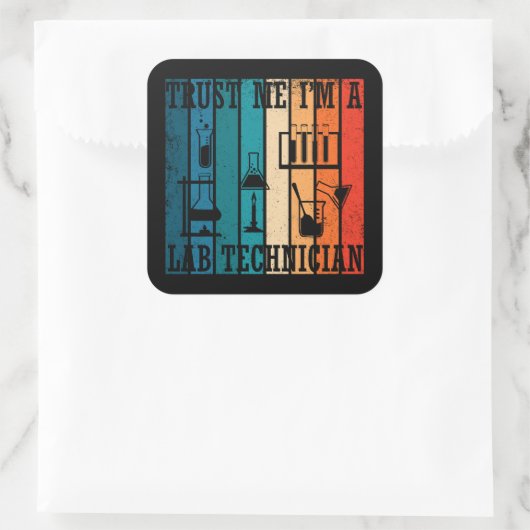 ラボテクおもしろいテックヴィンテージ研究員のユーモア スクエアシール (バッグ)