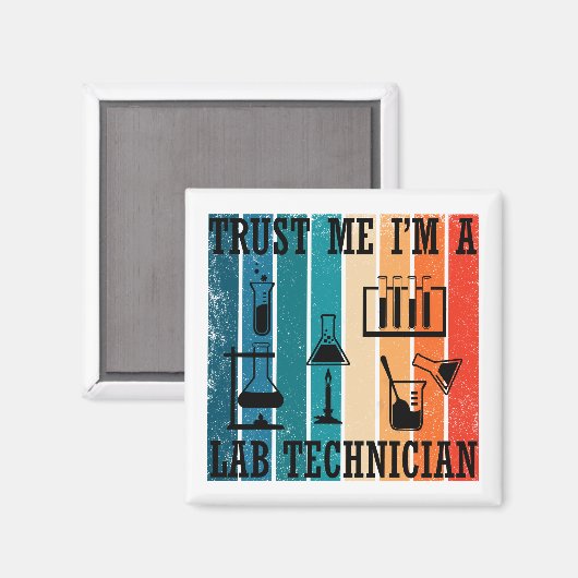 ラボテクおもしろいテックヴィンテージ研究員のユーモア マグネット (正面/裏面)