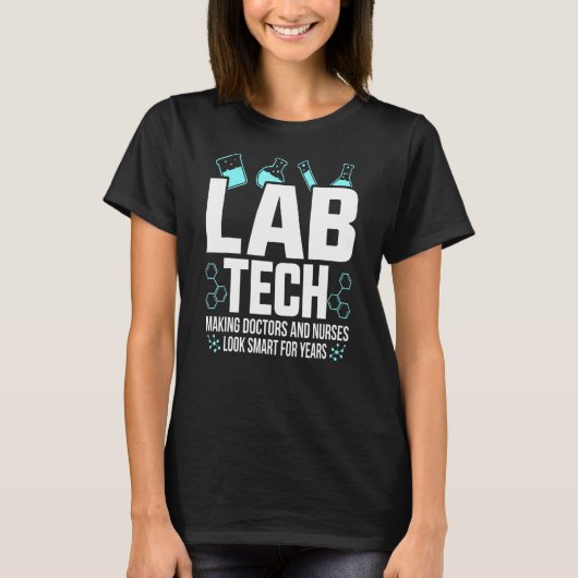 ラボテックの医師ナースが年頭が切れる間を探す Tシャツ (正面)