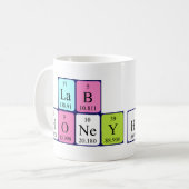 ラボハニー周期表名mag コーヒーマグカップ (正面左)
