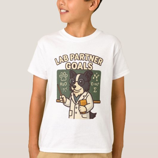 ラボパートナーゴール – サイエンスドッグTシャツ Tシャツ (正面)