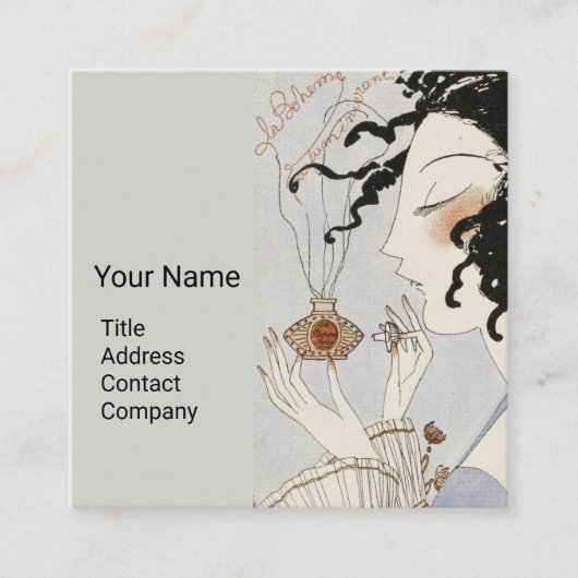 ラボヘム、香水付きレディボトルアールデコ美しい スクエア名刺 (正面)