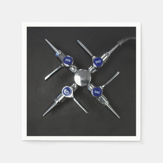 ラボベンチの実験室ガス弁 スタンダードカクテルナプキン (正面)