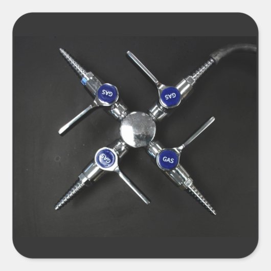 ラボベンチスクエアステッカーのラボガスバルブ スクエアシール (正面)