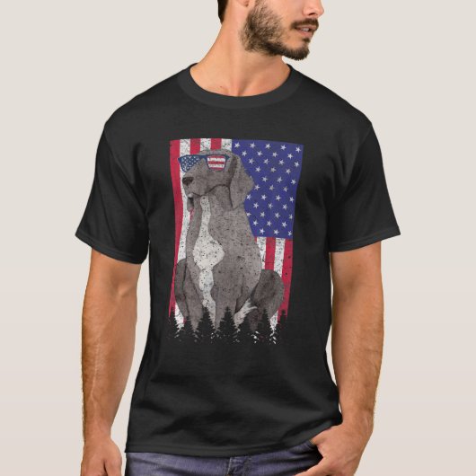 ラボポインタ愛国犬USAプライド米国国旗 Tシャツ (正面)