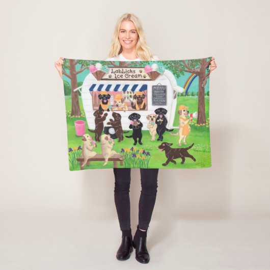 ラボリックスアイスクリームラブラドール  フリースブランケット (インサイチュ)