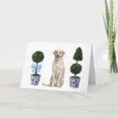 ラボ – イエロー・ラブラドール・レトリーバーの水彩犬の子犬Chinoiserie カード (正面)