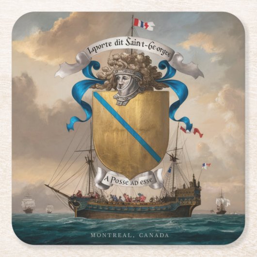 ラポルテディットサンジョルジュコートオブアームズ4 スクエアペーパーコースター (正面)