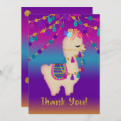ラマありがとう! | フェイクグリッター サンキューカード (正面/裏面)
