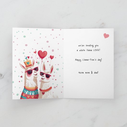 ラマおっちょこちょいのプンキッズバおもしろいレンタインデー カード (内部)