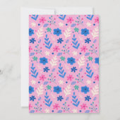 ラマおもしろいアルパカガールピンク誕生日 招待状 (裏面)