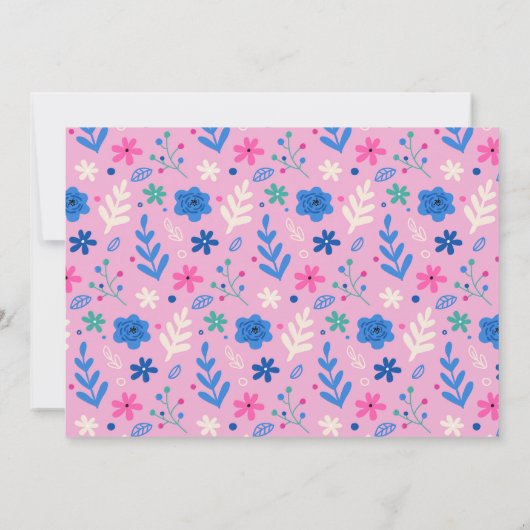 ラマおもしろいアルパカガールピンク1歳の誕生日の写真 招待状 (裏面)