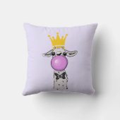 ラマおもしろいイラストレーション吹ズ・ザ・ピンク・バブル クッション (裏面)