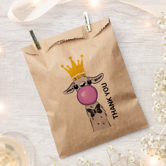 ラマおもしろいイラストレーション吹ズ・ザ・ピンク・バブル フェイバーバッグ (クリップ留めされた状態)