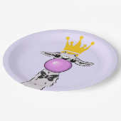 ラマおもしろいイラストレーション吹ズ・ザ・ピンク・バブル ペーパープレート (アングル)