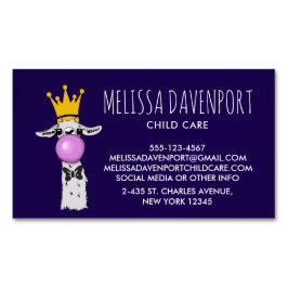 ラマおもしろいイラストレーション吹ズ・ザ・ピンク・バブル マグネット名刺