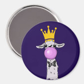 ラマおもしろいイラストレーション吹ズ・ザ・ピンク・バブル マグネット (正面/裏面)