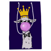 ラマおもしろいイラストレーション吹ズ・ザ・ピンク・バブル ミディアムペーパーバッグ (正面)