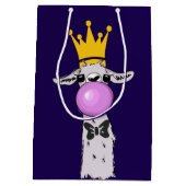 ラマおもしろいイラストレーション吹ズ・ザ・ピンク・バブル ミディアムペーパーバッグ (裏面)