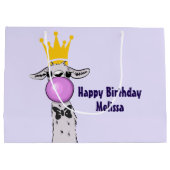 ラマおもしろいイラストレーション吹ズ・ザ・ピンク・バブル ラージペーパーバッグ (裏面)