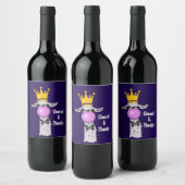 ラマおもしろいイラストレーション吹ズ・ザ・ピンク・バブル ワインラベル (ボトル)