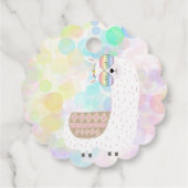 ラマおもしろいカラフル子供の誕生日ユー フェイバータグ (裏面)