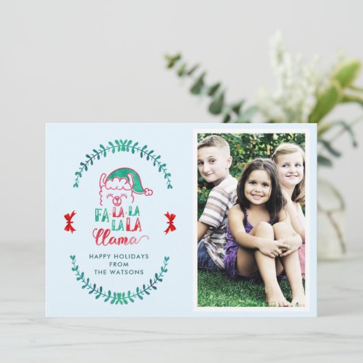 ラマおもしろいクリスマスことわざユーモア写真ホリデー (スタンド正面)