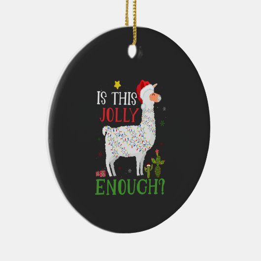 ラマおもしろいクリスマスの休日はこれで十分だすてき セラミックオーナメント (右)