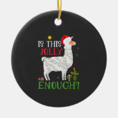 ラマおもしろいクリスマスの休日はこれで十分だすてき セラミックオーナメント (正面)